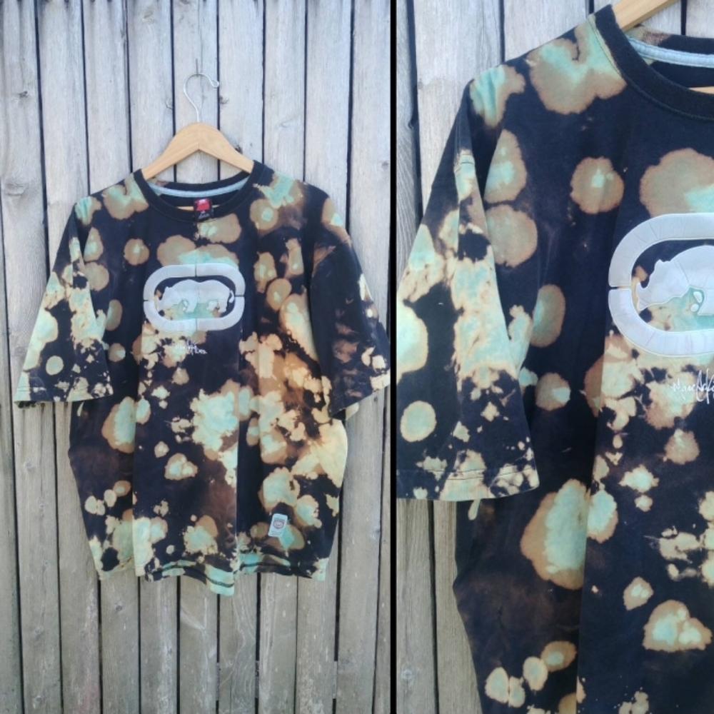 Vintage 90s Marc Ecko Unlimited tee shirt puffy rhino black turquiose XL tshirt